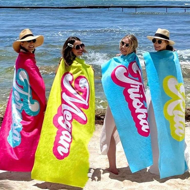 Personalized Summer Name And Solid Color Beach Towel