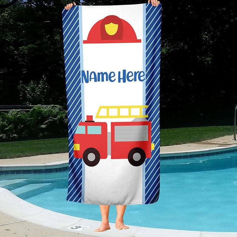 Personalized Truck Name Kids Summer Beach Towel