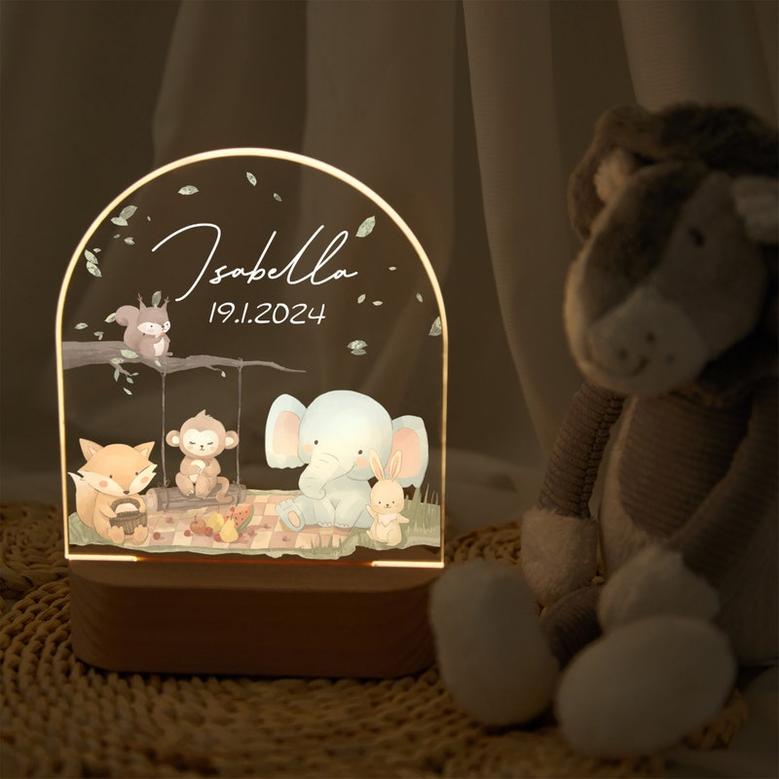 Personalized baby night light easter gift animal lamp baby gift birth christening gift