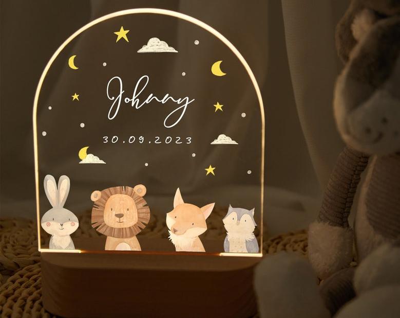 Personalized baby night light birth gift baby newborn gift with kids name bedside lamp