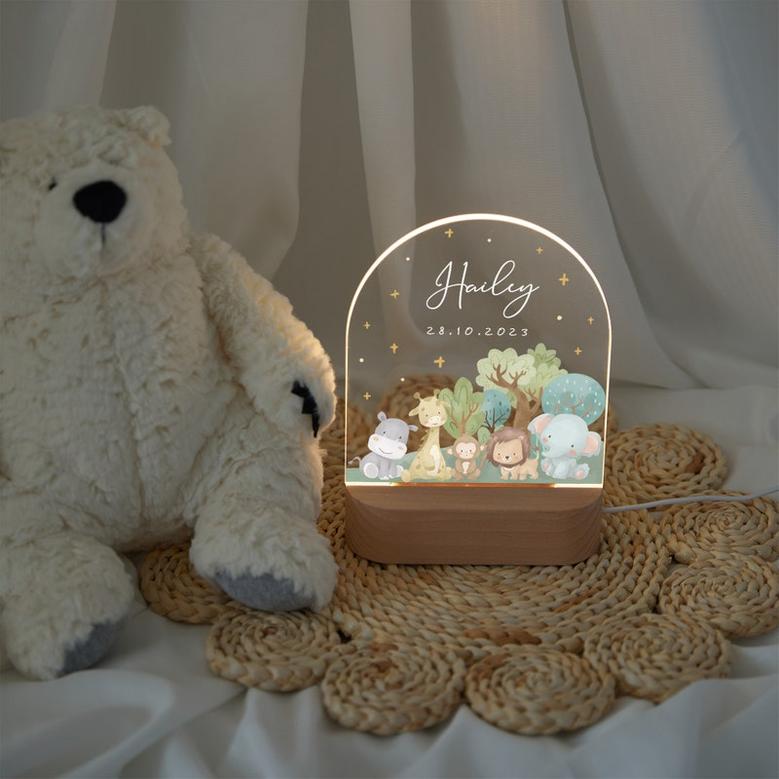Personalized night light baby animal lamp baby gift birth easter and christening gift