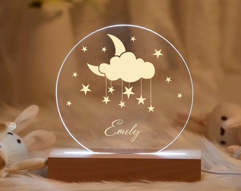 Custom Moon and Star Nightlight Personalized Clouds Night light With Name Baby Bedroom Night Light