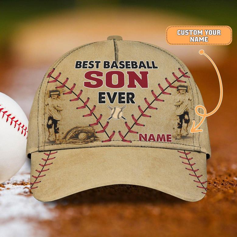 Custom Classic Baseball Cap Best Baseball Son Ever - Personalized Name Gift for Son