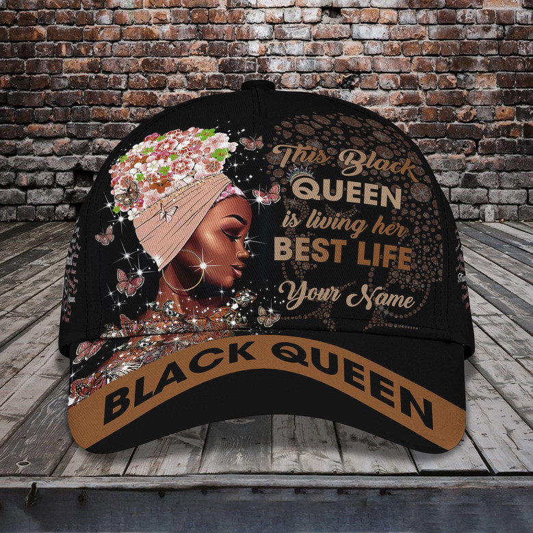 Custom Classic Black Queen Cap - Personalized Name Cap
