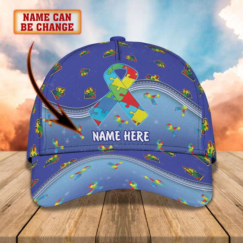Custom Classic Cap For Autism Awareness - Personalized Name Cap
