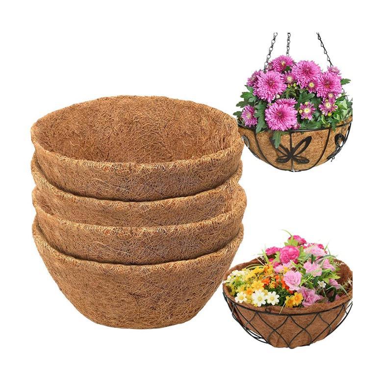 Coconut Fiber Hanging Basket Set 4PCS 14 inch Round Planters Coco Liners