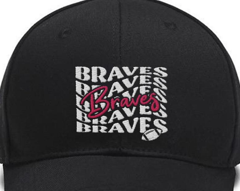 Embroidered Braves Hat,Stacked Braves,Braves Mascot,School Team Custom Embroidered Hats