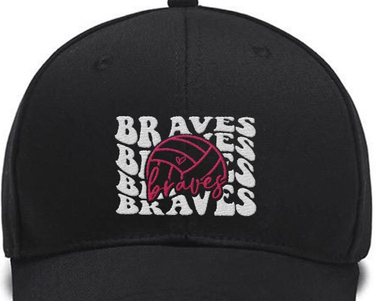 Embroidered Braves Volleyball Hat,Stacked Braves,Braves Mascot Custom Embroidered Hats