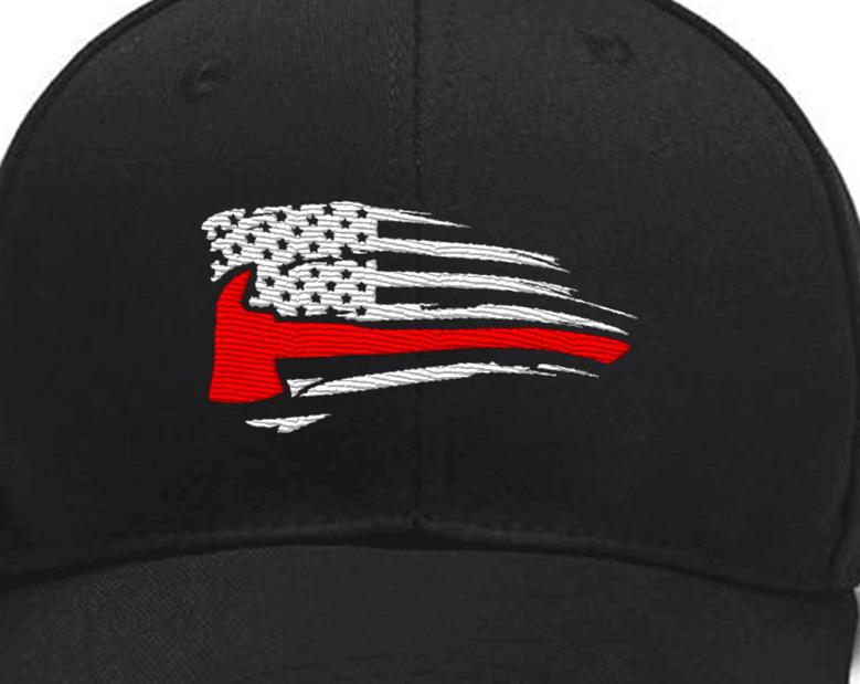 For Firefighter Ax Thin Red Line American Flag, Fireman Ax Embroidered Hats Custom Embroidered Hats