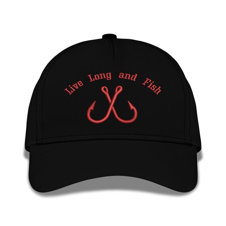 Live Long And Fish Embroidered Baseball Caps