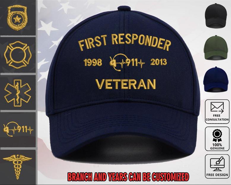 First Responder Veteran Custom Embroidered Hat US Military Honor Cap