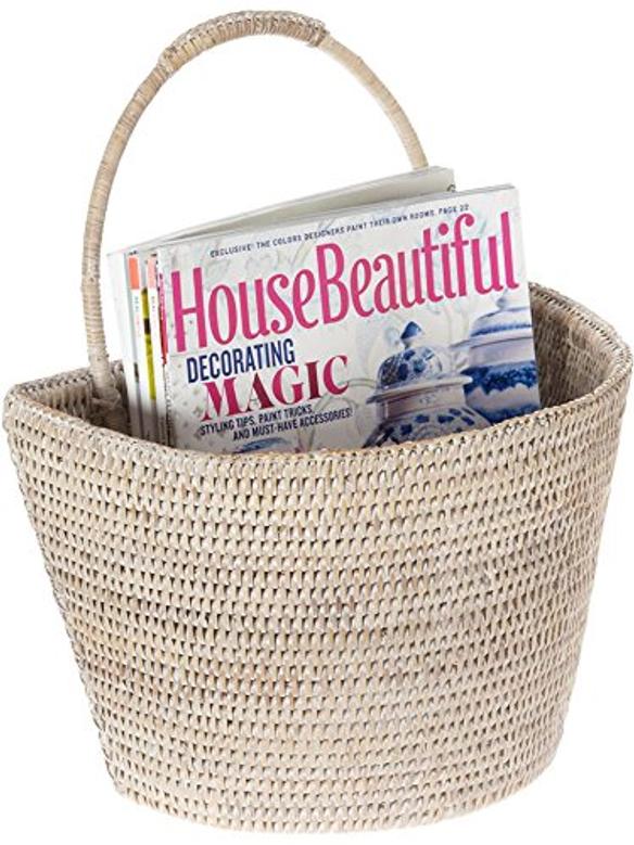 Rattan Hanging Basket White Large Rectangular Home Organization Decor