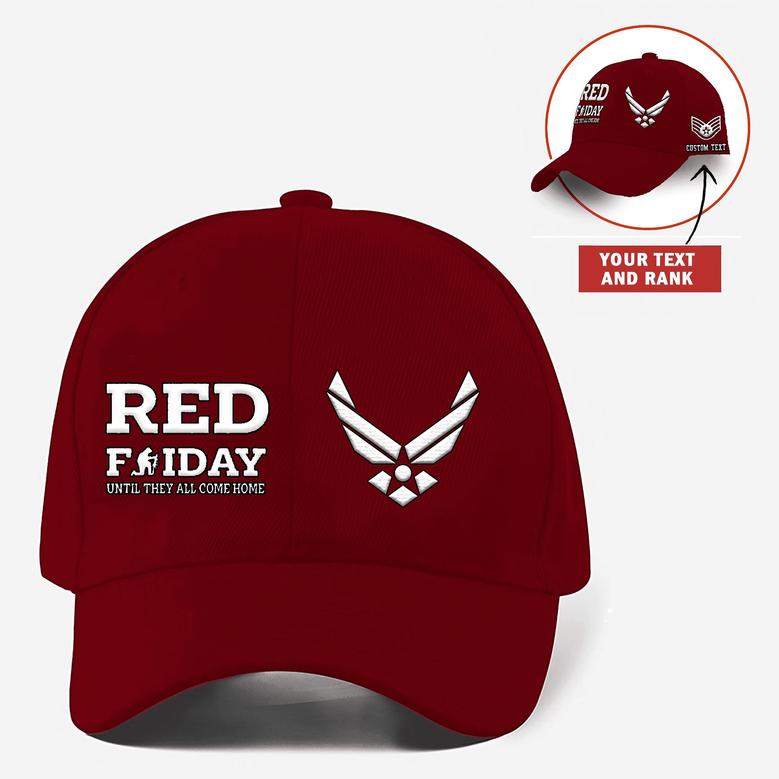 Red Friday Cap Untill They All Come Home Military Honor Custom Embroidered US Air Force Veteran