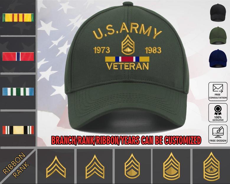 US Army Custom Embroidered Veteran Hat Military Honor Cap
