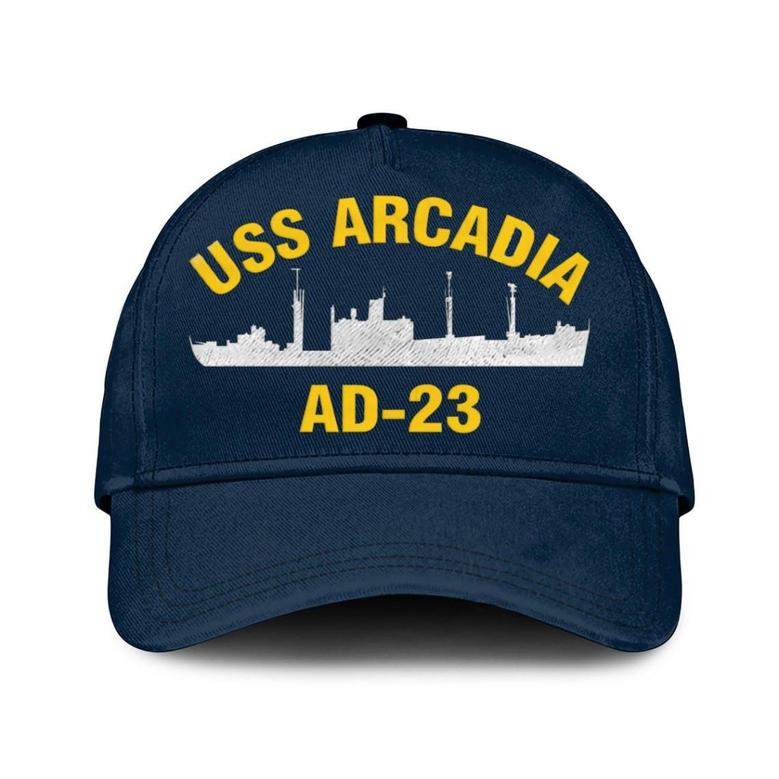 Uss Arcadia Ad-23 Classic Baseball Cap, Custom Embroidered Us Navy Ships Classic Cap, Gift For Navy Veteran