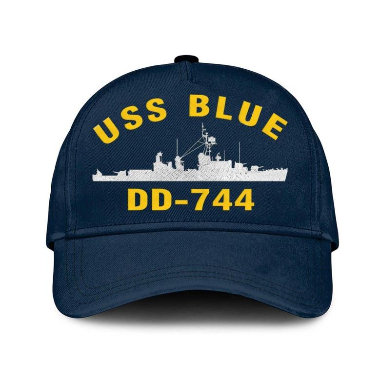 Uss Blue Dd-744 Classic Baseball Cap, Custom Embroidered Us Navy Ships Classic Cap, Gift For Navy Veteran