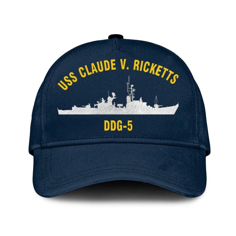 Uss Claude V. Ricketts Ddg-5 Classic Baseball Cap, Custom Embroidered Us Navy Ships Classic Cap, Gift For Navy Veteran