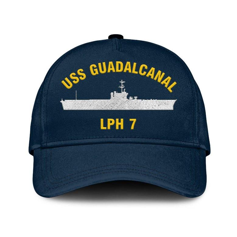 Uss Guadalcanal Lph 7 Classic Cap, Custom Embroidered Us Navy Ships Classic Baseball Cap, Gift For Navy Veteran