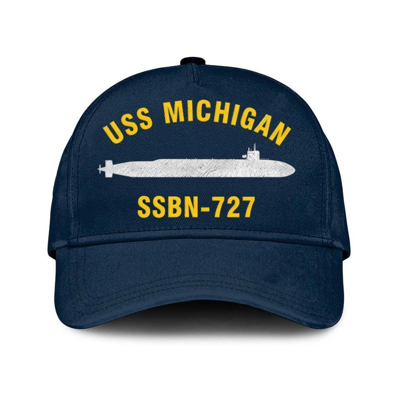Uss Michigan Ssbn-727 Classic Baseball Cap, Custom Embroidered Us Navy Ships Classic Cap, Gift For Navy Veteran