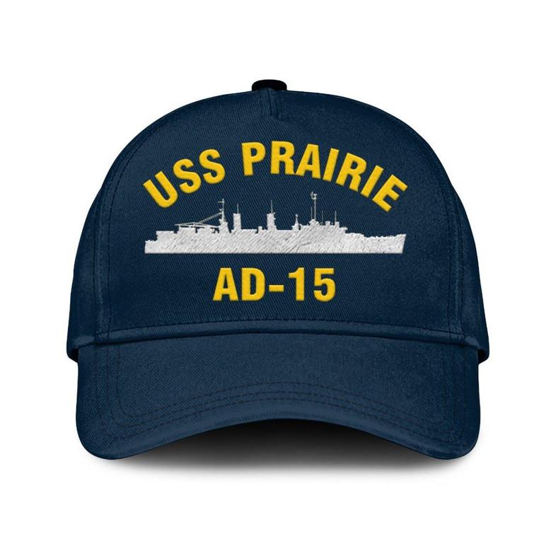 Uss Prairie Ad-15 Classic Cap, Custom Embroidered Us Navy Ships Classic Baseball Cap, Gift For Navy Veteran
