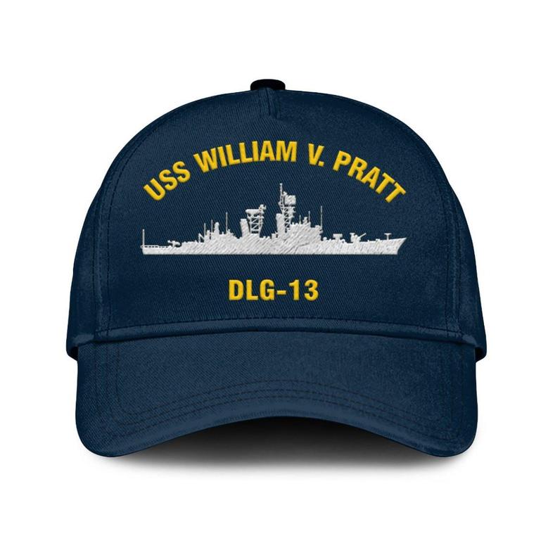 Uss William V. Pratt Dlg-13 Classic Cap, Custom Embroidered Us Navy Ships Classic Baseball Cap, Gift For Navy Veteran