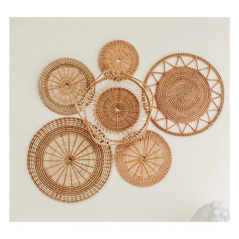 Rattan Hanging Basket Circular-shaped Wicker Rattan Baskets Wall Decor