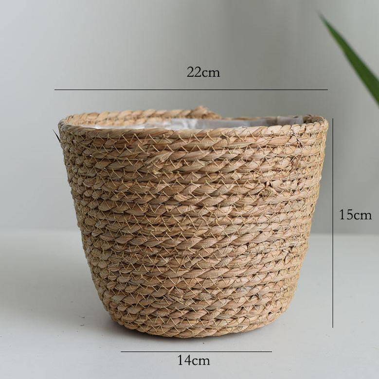 Wicker Plant Pot Set Round Durable Plant Growing Basket Home Decoration