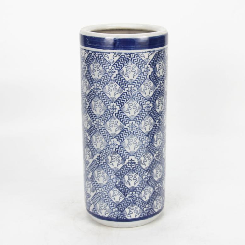 24.5 Inch Antique Blue And White Porcelain Flower Design Ceramic Umbrella Holder For Living Room Other Home Decor