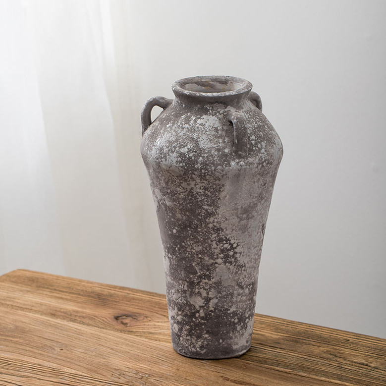 Antique Style Indoor Big Flower Vases Classic Home Decoration Vintage Ceramic Floor Large Vase With Handle