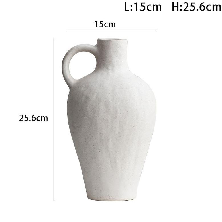 Antique Ceramic White Vase Medium For Home Stoneware Jug Vase Farmhouse Vintage Pottery Vase