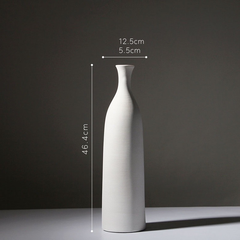 Nordic Modern Porcelain Minimalist White Color Bottle Shape Desktop Vase Design Ceramic Vases Decoration