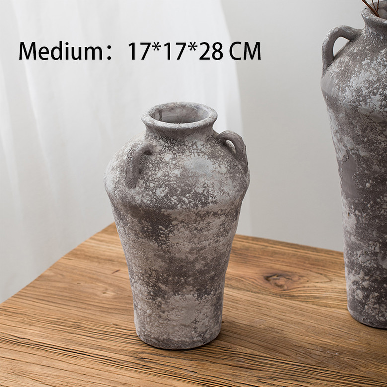 Antique Style Indoor Big Flower Vases Classic Home Decoration Vintage Ceramic Floor Large Vase With Handle