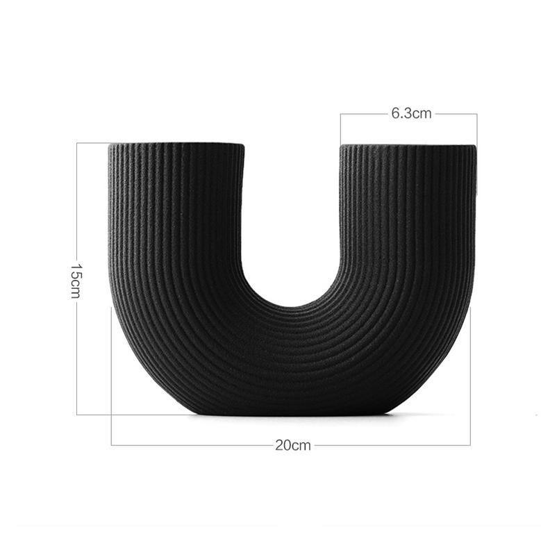 Black White Home Decor Unique U Shaped Vase For Flowers Decorative Accent Vase For Table Centerpiece Decoration