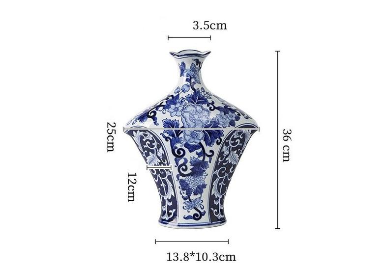 Blue And White Antique Cylinder Think Bottom Ceramic Vases Crockery Items