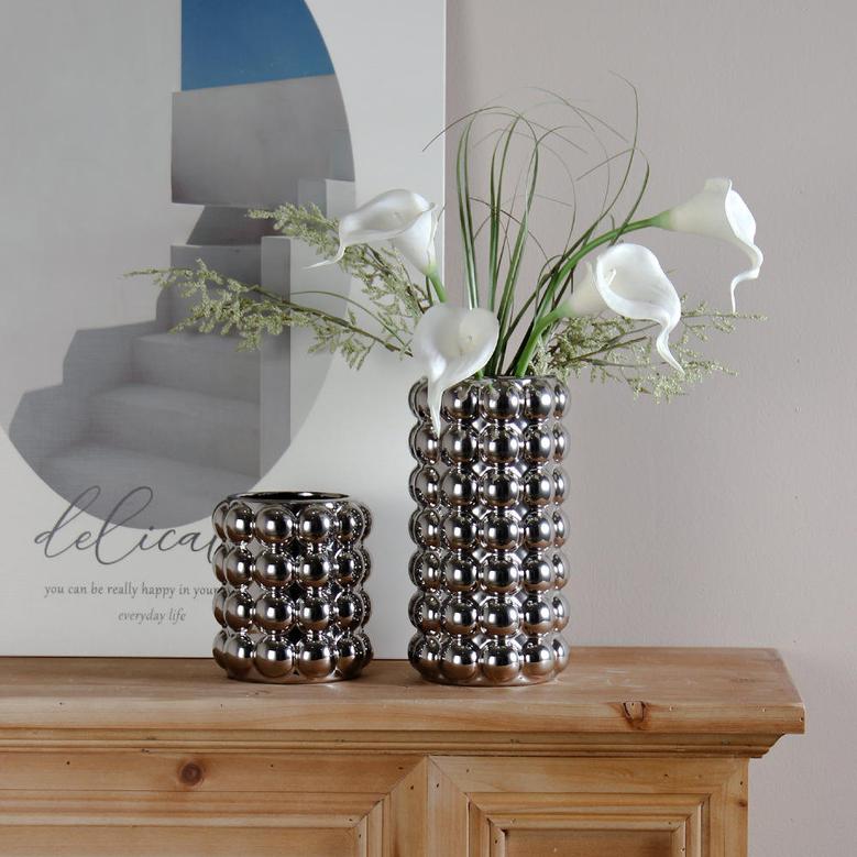 Silver Boho Fancy Modern Pampas Grass Vase Modern Ceramic Vase For Home Decor