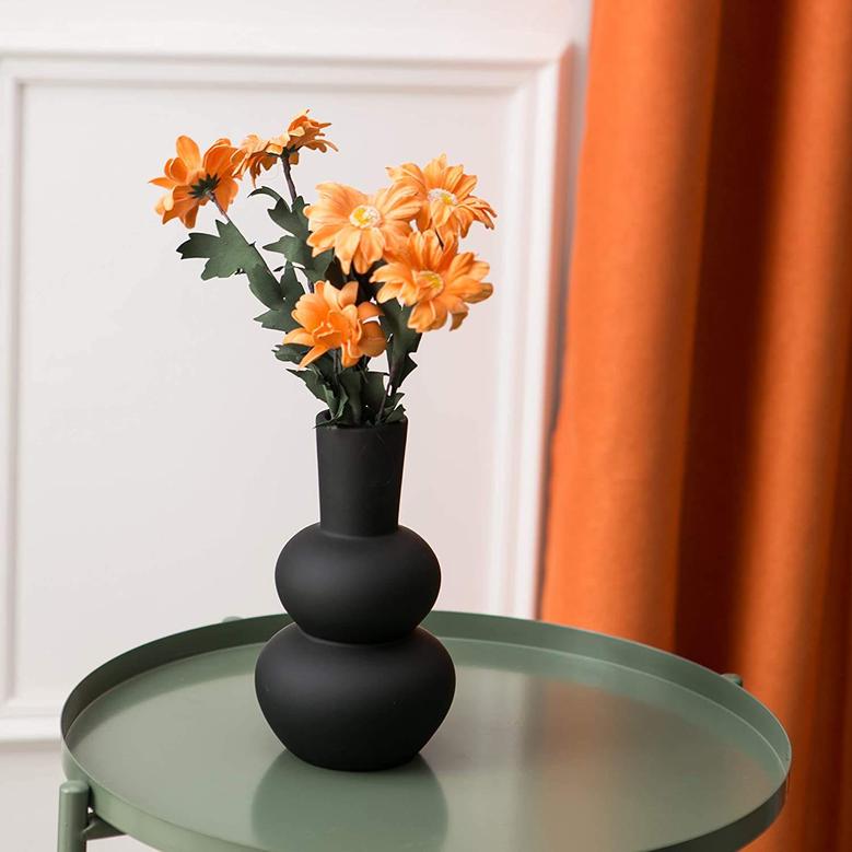 Ceramic Flower Vase For Home Florals Decor Living Room Decorative Elegant Black Paint Glaze