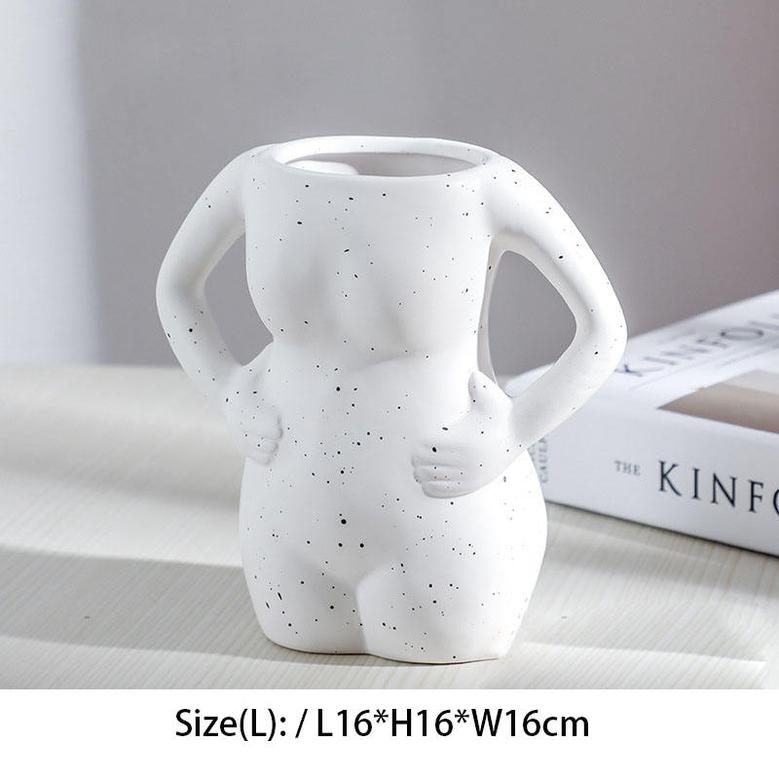 Ceramic Nordic Flower Vase Fashion Akimbo Body Vase Splash Ink Decorative Vases For Home Decoration