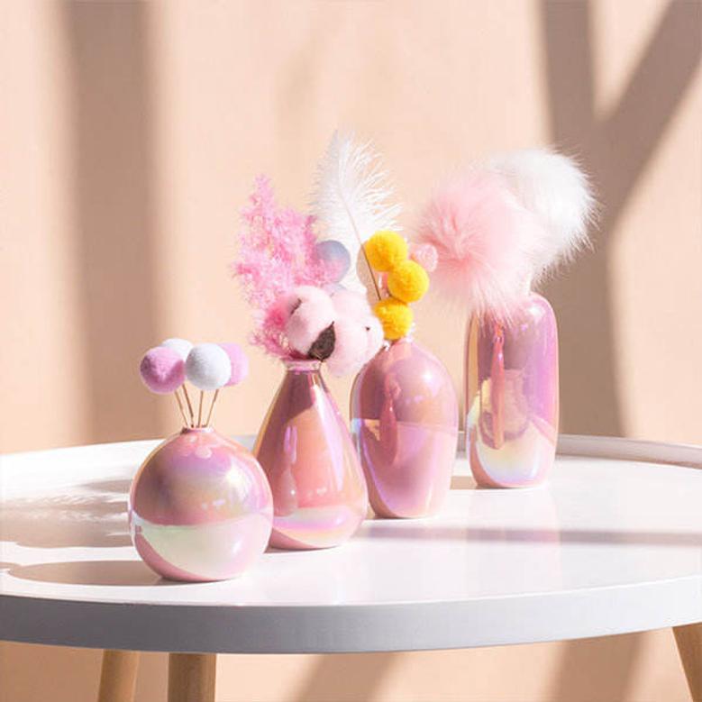 Colorful Pink Girls Ceramic Flower Vases Creative Birthday Gifts Bedroom Decor Desk Ornaments