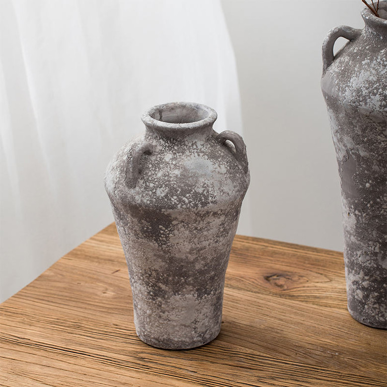 Antique Style Indoor Big Flower Vases Classic Home Decoration Vintage Ceramic Floor Large Vase With Handle