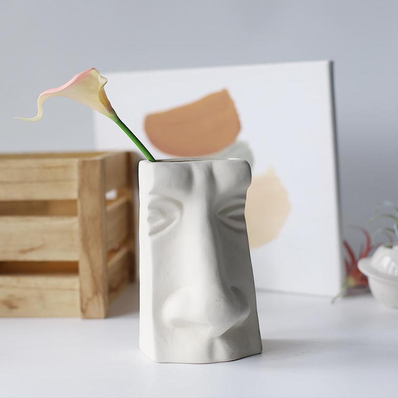 Desktop Home Decoration Portrait Vase Ceramic Vessel Face Flower Pot Planter