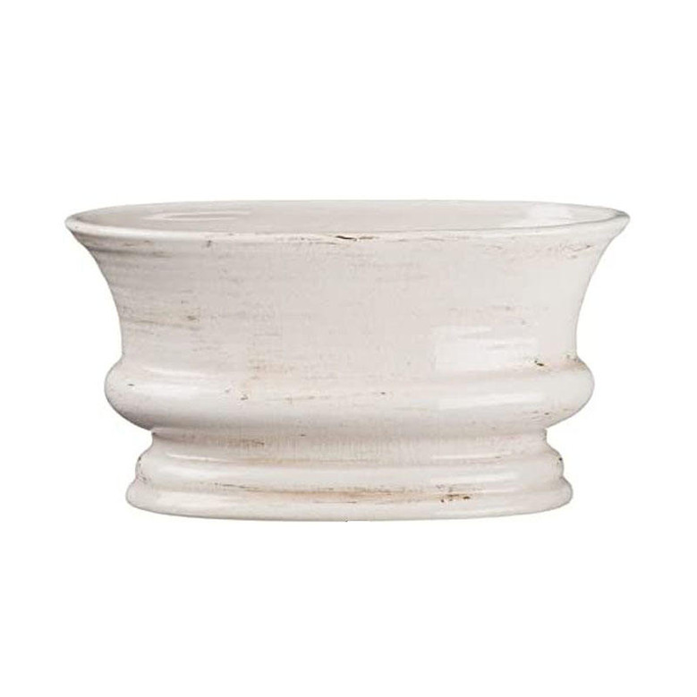 Vintage Oval Distressed Centerpiece Ceramic Vase Perfect For Faux Floral