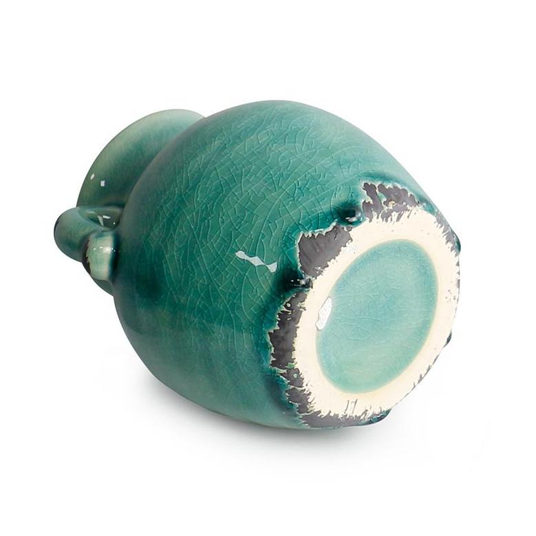 Eco-Friendly Ceramic Bud Vase Green Pottery Tabletop Vase With Rustic Finished Ears For Home Decor Porcelain Material