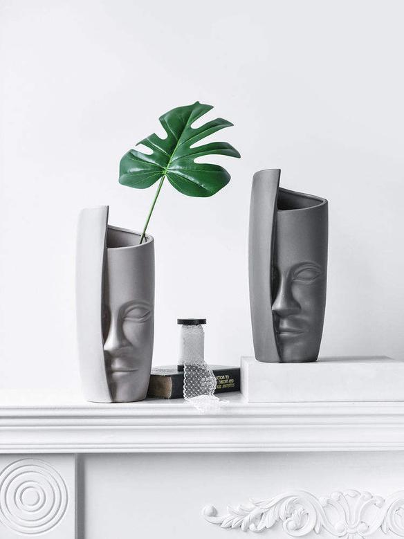 Face Vase Nordic Home Decoration Vase Furnishing Creative Art Living room Tabletop Long Face Ceramic Vase