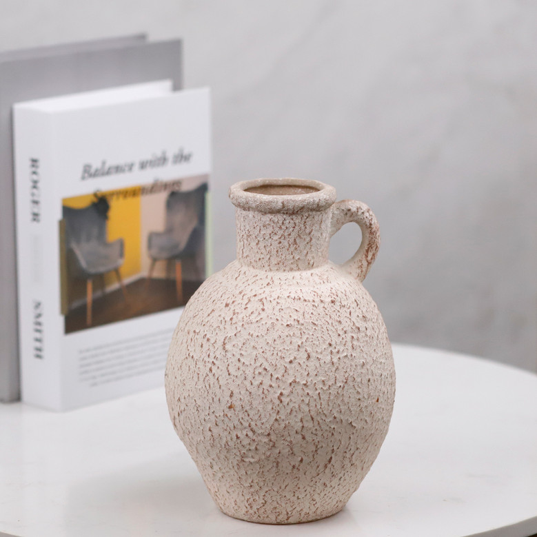 Elegant Vintage Jug Shaped Table Flower Vase Ceramic White Vases For Home Decoration