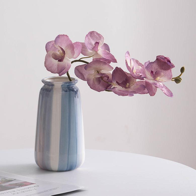 Hand-Painted Blue White Simple Rustic Modern Ceramic Vase Ins Minimalist Flower Arrangement