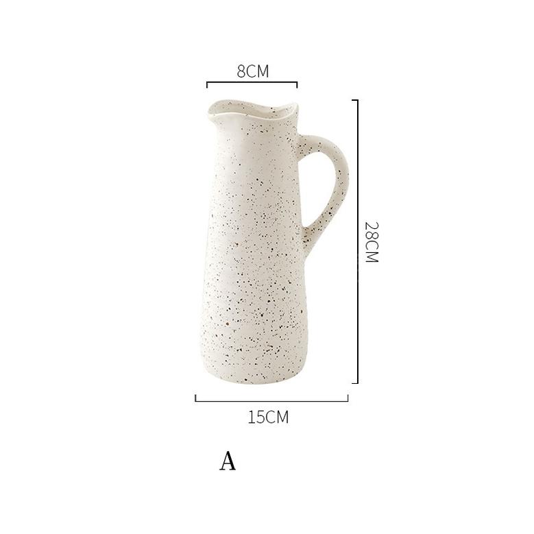 Ins Nordic Style Vintage Classic Jug Vases With Handle Ceramic Rustic Flower For Home Rustic Decor