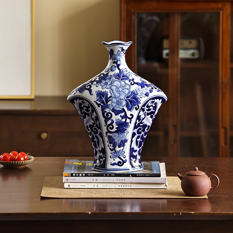 Blue And White Antique Cylinder Think Bottom Ceramic Vases Crockery Items