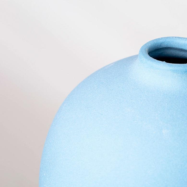 Light Blue Round Shape Customized Flower Vase Decor Ceramic Porcelain Vases Decoration Maison
