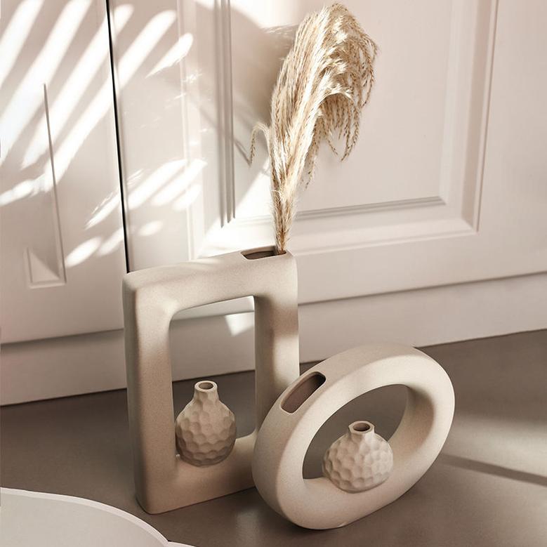 Modern Nordic Ins Style Oval Rectangle Ceramic Vase Home Decor Vases For Decor Ceramic Flowers Pot