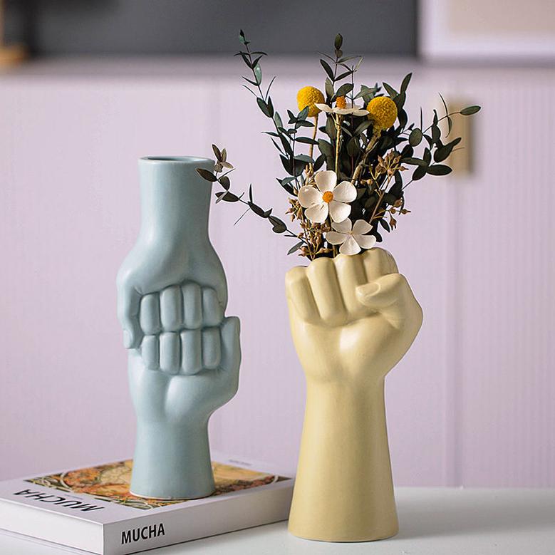 Nordic Creative Flower Table Decoration Creative Hand Bud Vase Ceramic Vase Decoration